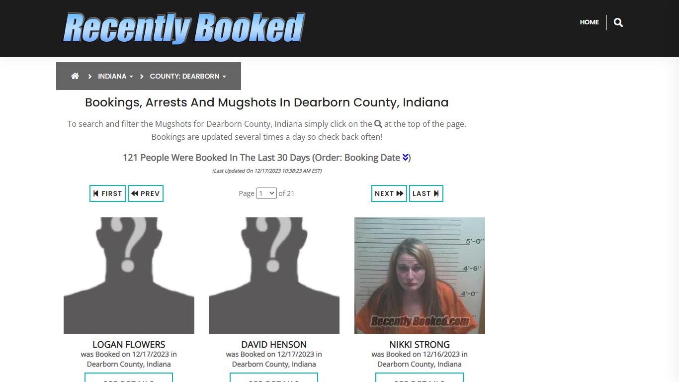Bookings, Arrests and Mugshots in Dearborn County, Indiana